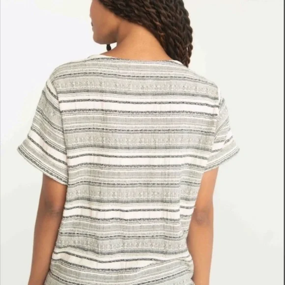 Jamie + the Jones Striped Cotton Crepe Tee Shirt - Picture 2 of 6